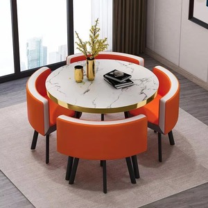 Wholesale High-quality <strong>Round</strong> <strong>Dining</strong> <strong>Table</strong> Sets 1 <strong>Table</strong> 4 Chairs Four-seater Living <strong>Dining</strong> Room Modern <strong>Small</strong> <strong>Dining</strong> <strong>Table</strong> Sets - Product Image 3