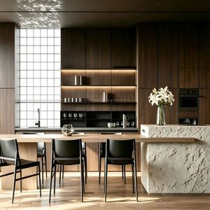 Muebles de Villa Minimalistas Modernos Estilo <span class=keywords><strong>Bauhaus</strong></span>, Gabinetes de <span class=keywords><strong>Cocina</strong></span> de Madera Ecológica con Cierre Suave, Resistentes al Fuego, en Contrachapado Blanco y Amarillo - Product Image 6