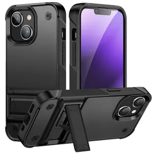 Full-body Protective Armor PC 2 in 1 Mobile Phone Case For iPhone 14 Pro Max 13 Pro Kickstand Cover For Samsung Galaxy S23 Ultra