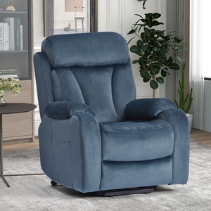 Sillón Reclinable Eléctrico de Terciopelo Azul Marino con Control Remoto, Fácil de Montar, Sillón Reclinable Eléctrico Clásico para Cine <span class=keywords><strong>en</strong></span> <span class=keywords><strong>Casa</strong></span> y Dormitorio - Product Image 1