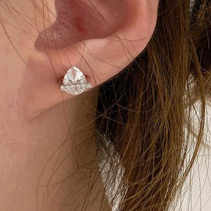 Elegantes pendientes de gota de Zirconia cúbica chapados en cobre en forma de pera para mujer, joyería hipoalergénica de moda, regalo, tachuelas bonitas - Product Image 2