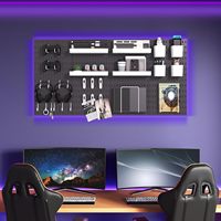 Kit de rangement mural modulaire 8 modules avec panneau perforé, couleurs personnalisables, pour bureau, salle de bain, armoire, chambre d'enfant, 30 accessoires robustes