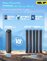 Batterie externe portable 5000 mAh, chargeur rapide QC PD 22,5 W, 3 sorties, 2 entrées, écran LED numérique, mini batterie externe
