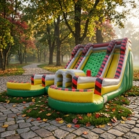 Parc de trampolines gonflable commercial avec toboggan d'escalade, toboggan double piste sec et humide pour fêtes, MILE PVC, capacité 500 personnes