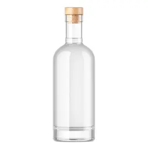 Round Tall 750 ml Extra Flint Royal Liquor Glass Bottle with 32 mm Neck Finish for Rum, Vodka, Whisky, Gin