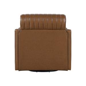 DB Luxurious Brown <b>Swivel</b> <b>Chair</b> Breathable Faux Leather Upholstered Channel Stitched Back <b>Living</b> <b>Room</b> Furniture <b>for</b> Home Office - Product Image 5