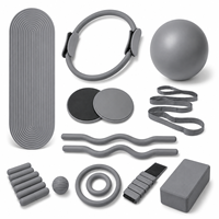 Kit Pilates Dreamy Core Sculpt – Pack 5 pièces : Bandes de résistance en velours effet nuage, dégradées, avec rouleau/cylindre numérique