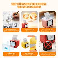 Printer Thermal Mini V8 AI Kids Voice untuk Anak, Printer Stiker Saku Nirkabel WiFi, Mainan Edukasi dengan Layar LCD 2.8 Inci, Tersedia