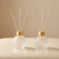 Bouteille diffuseur de parfum décorative en verre, prix de gros, 100 ml, 200 ml, vide, forme ronde avec bouchon à vis en bois pour parfum d'intérieur