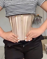 Corset amincissant à double fermeture avec fermeture éclair et crochets, haute compression, baleines en acier, pour femme, entraînement et post-partum