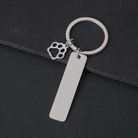 Ywyougang Personalisierter Haustier-Anhänger Schlüsselanhänger, Edelstahl Blanko Hunde-ID-Tag mit Pfoten-Charm, Lasergravierbarer Schlüsselring