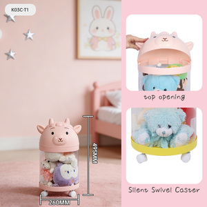<span class=keywords><strong>Tour</strong></span> de <span class=keywords><strong>rangement</strong></span> pour jouets empilable moderne rose alpaga sans BPA avec <span class=keywords><strong>roulettes</strong></span>, idéale pour la chambre d'enfant et le salon, organisation de la maison - Product Image 2