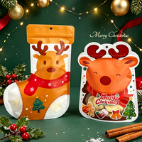 Pochette d'emballage de Noël spéciale en forme de sachet, refermable avec fermeture éclair, en Mylar, pour bonbons et chocolats