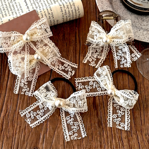 Épingles à cheveux rétro françaises en dentelle avec nœud, pinces latérales haut de gamme pour enfants, accessoires de fête en alliage de cristal 6 cm H Marque - Product Image 1