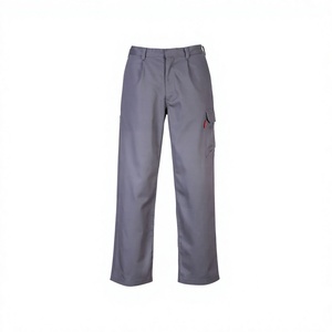 Pantalon de travail gris pour homme, coupe droite, tissu Oxford, plusieurs poches, poids moyen, fermeture boutonnée, style automne - Product Image 1