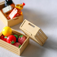 Panier à fruits rectangulaire miniature en bois pour maison de poupée, accessoires de modèle, décorations pour scènes à l'échelle et micro-paysages