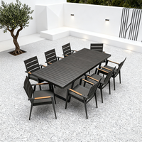 Ensemble de meubles de jardin et de terrasse, chaise de bistrot en aluminium et teck avec accoudoirs, ensemble de table à manger extensible pour restaurant, pour 8 personnes