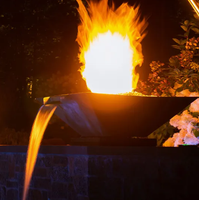 Brasero décoratif d'extérieur en acier Corten avec cascade, allumeur au gaz naturel, épaisseur 3 mm, finition rouillée naturelle, écologique