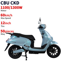 Moped électrique CKD SKD 12 pouces, 2 roues, 2 places, 1100/1300W, vitesse 60 km/h, moto électrique personnalisée pour adultes