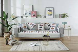 Coussins de canapé imprimés à carreaux simples avec motif de poisson de dessin animé <span class=keywords><strong>pour</strong></span> toutes les saisons, en coton universel antidérapant, serviettes de canapé en gros - Product Image 5