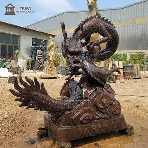 야외 공원 장식 큰 골동품 생활 크기 중국어 청동 드래곤 동상 공