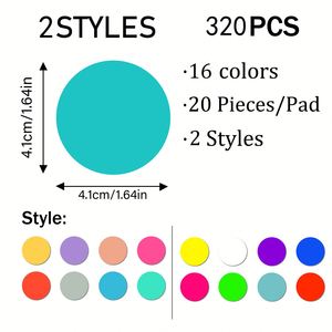 Lot de 20 tampons circulaires transparents en PET, autocollants, imperméables, 8 couleurs modifiables - Product Image 2