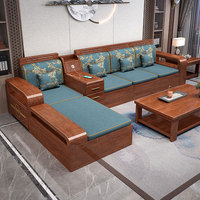 Juego de Sofás de Madera Maciza Escandinava, Muebles Modernos Minimalistas para Sala de Estar de Apartamentos Pequeños, Juego de Sofás de Madera Nórdica Europea para el Hogar