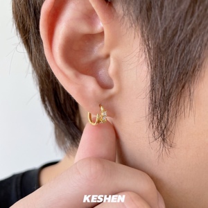 S95 Sterling Silver Stud Earrings Geometric Nail Design Claw Setting Unisex Hip Hop Style Gift Fashion Earrings - Product Image 1