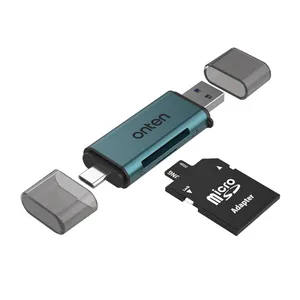 Hot Onten CR532 2 ב-1 USB-A / USB-C ל-SD2.0 / TF2.0 USB חריצי כרטיס כפולים קורא כרטיסים סגסוגת אלומיניום + ABS מהירות קריאה 25Mbps