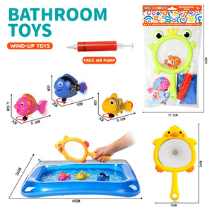 Jeu de pêche pour le bain, ensemble de jouets à remonter avec filet de pêche, jouet éducatif précoce pour enfants, pour salle de bain, piscine, jeux aquatiques d'été - Product Image 4
