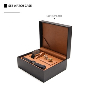 PU da hộp đồng hồ lưu trữ sang trọng PU Logo trường hợp bao bì đen hộp đồng hồ trang sức vòng đeo tay đồng hồ lưu trữ hộp - Product Image 4