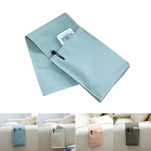 Custom Organizer for TV Remote Control Cellphone Holder Pockets Cotton Canvas Storage Bag Sofa Armrest Bag Bedside Storage