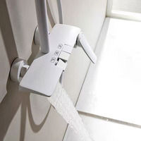 Robinet de douche thermostatique à commande facile avec corps en laiton massif, finition polie, multifonctionnel, effet pluie, montage mural