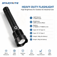 Projecteur industriel XHP70 2000 lumens, lampe torche LED rechargeable haute puissance longue portée pour la sécurité et la chasse