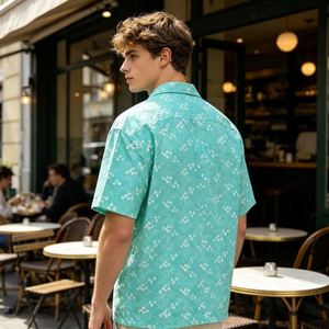 เสื้อฮาวายแบบขายส่ง ลายปักสไตล์อังกฤษ เสื้อชายหาดผู้ชาย คอปกแบบแบนด์คอลลาร์ - Product Image 5