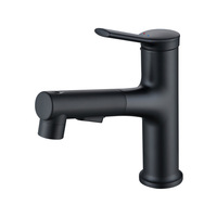Keran Tarik Keluar Satu Lubang Satu Gagang Warna Hitam Tembaga Penuh untuk Pasokan Lintas Negara, Katup Keramik, Modern Minimalis