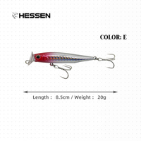 Nouveauté Hessen : leurres artificiels durs flottants (popper, wobblers) de 8g, 12g, 16g, 20g pour la pêche au brochet et au lucioper.