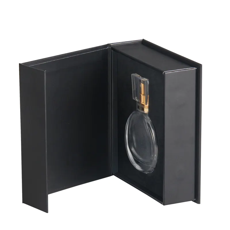 Caja abatible magnética personalizada para perfume, embalaje de regalo, negro, proveedor de China