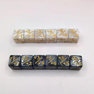 +1 and -1 Counter <b>Dice</b> Acrylic Pearl Marbled Design +2 -2 <b>Dice</b> 16mm +/- Plus Sign Minus Sign <b>Dice</b> - Product Image 4