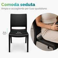 Chaise de jardin 47x48x80 cm, empilable, pour extérieur et intérieur, en polypropylène noir