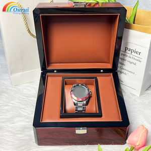 Caja de Reloj de Madera Brillante Directo de Fábrica con Forro de Cuero, Caja de Presentación de Reloj Individual con Acabado Premium Tipo Piano y Estuche de Madera - Product Image 1