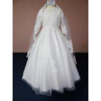 30 Robes de Première Communion Blanches Magnifiques en Dentelle Rétro avec Grand Nœud en Satin et Voile en Dentelle, Robe de Baptême pour Filles
