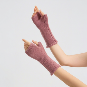 Gants en laine et cachemire tricotés blancs, longueur poignet, thermiques, hiver, style décontracté uni - Product Image 4
