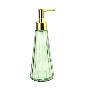 Bottiglia di vetro del bagno della decorazione del bagno degli accessori del bagno della testa della pompa dorata all'ingrosso su ordinazione durevole di alta qualità
