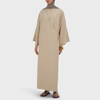 Ensemble Abaya Minimaliste Personnalisé Aschulman, 2 Pièces, Effet Lin, Robe Modeste à Nouer sur le Côté, Vêtements pour Femmes Musulmanes