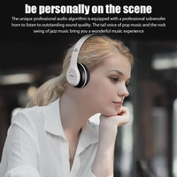 Headset nirkabel P47 termurah, headphone Bluetooth 5.2 Bass dapat dilipat, earphone HiFi mendukung kartu TF Headset dengan mikrofon