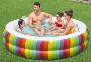 Rainbow Dreams Piscina familiar inflable redonda Juegos familiares inflables para niños Piscina de patio trasero para niños y adultos - Product Image 2