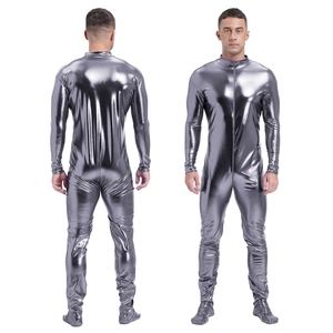 Mono metálico brillante para hombre, traje de cuerpo entero, ropa de discoteca para actuaciones en escenario, festivales y fotografía - Product Image 4