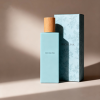 Bouteilles de parfum vides en verre bleu rose de pulvérisation épaisses carrées de 30ml 50ml 100ml avec couvercles à boule de luxe