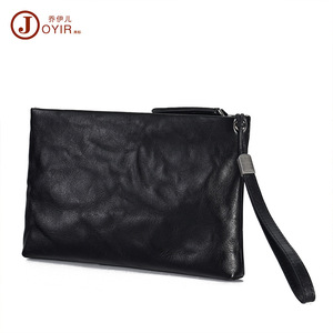Joyir Pochette en cuir noire avec fermeture éclair, usage quotidien, couleur unie - Product Image 5